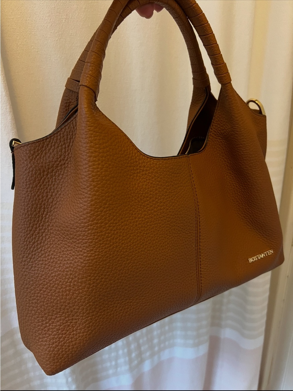 BOSTANTEN Cognac Wrapped-Handle Shoulder Bag